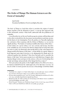 The Order of Things: the Human Sciences Are the Event of Animality1