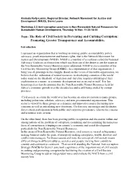 The Role of Civil Society in Preventing and Curbing Corruption: Promoting Greater Transparency and Accountability