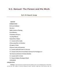 V.C. Samuel: the Person and His Work