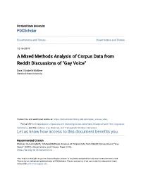 A Mixed Methods Analysis of Corpus Data from Reddit Discussions of "Gay Voice"