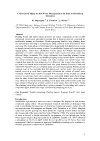 Conservation Tillage for Soil Water Conservation in The