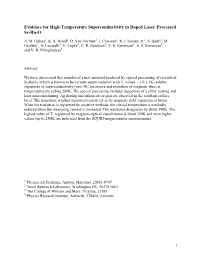 Evidence for High-Temperature Superconductivity in Doped Laser-Processed Sr-Ru-O