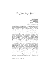 New Perspectives on Quine's “Word and Object”