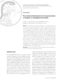 Post-Seminal Development and Cryopreservation of Endemic Or Endangered Bromeliads