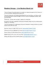 Readers Groups – Live Borders Book List