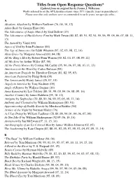 To View/Download the AP List of Free Response Titles
