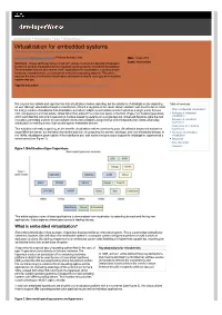 Virtualization for Embedded Systems the How and Why of Small-Device Hypervisors M