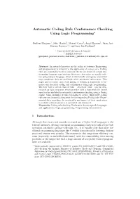 Automatic Coding Rule Conformance Checking Using Logic Programming⋆
