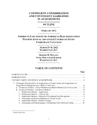 Contingent Consideration and Contingent Liabilities In