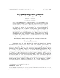 Data Localization and the Role of Infrastructure for Surveillance, Privacy, and Security