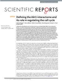Defining the Akt1 Interactome and Its Role in Regulating the Cell Cycle