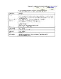 MBDA Motion to Dismiss in Matter Re Application No