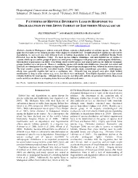 Patterns of Reptile Diversity Loss in Response to Degradation in the Spiny Forest of Southern Madagascar