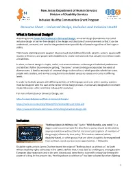 Resource Sheet – Universal Design, Inclusion and Inclusive Health What