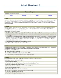 Types of Prayers Summary