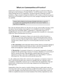 What Are Communities of Practice?