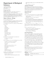 Department of Biological Sciences Provides a Broad Selection of Course Offerings
