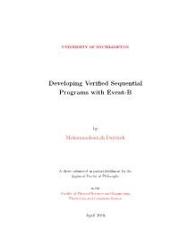 Developing Verified Sequential Programs with Event-B