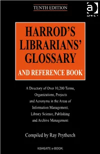 Harrod's Librarians' Glossary and Reference Book