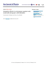 Interaction Effects in a Microscopic Quantum Wire Model with Strong OPEN ACCESS Spin–Orbit Interaction