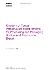 Kingdom of Tonga: Infrastructure Requirements for Processing and Packaging Horticultural Products for Export