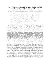Losing Prosociality in the Quest for Talent? Sorting, Selection, and Productivity in the Delivery of Public Services