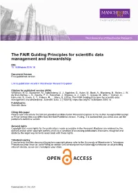 The FAIR Guiding Principles for Scientific Data Management and Stewardship