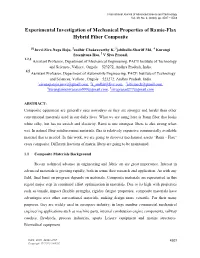 Experimental Investigation of Mechanical Properties of Ramie-Flax Hybrid Fiber Composite