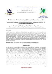 Incidence and Effects of Fluoride in Indian Natural Ecosystem: a Review