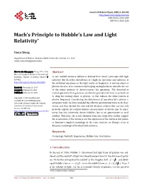 Mach's Principle to Hubble's Law and Light Relativity