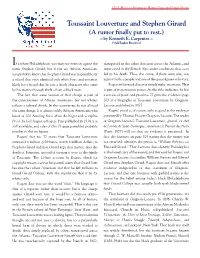 Toussaint Louverture and Stephen Girard (A Rumor Finally Put to Rest.) – by Kenneth E