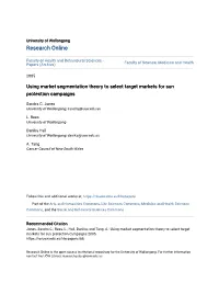 Using Market Segmentation Theory to Select Target Markets for Sun Protection Campaigns