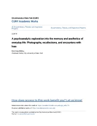 A Psychoanalytic Exploration Into the Memory and Aesthetics of Everyday Life: Photographs, Recollections, and Encounters with Loss