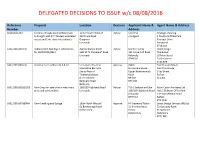 DELEGATED DECISIONS to ISSUE W/C 08/08/2016