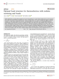Optimal Band Structure for Thermoelectrics with Realistic Scattering and Bands ✉ ✉ Junsoo Park 1 , Yi Xia 2, Vidvuds Ozoliņš 3,4 and Anubhav Jain 1