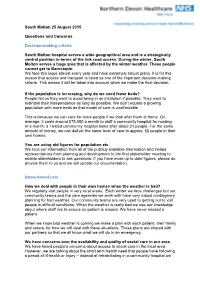 Questions from South Molton 26 August