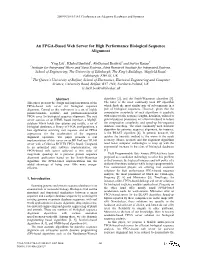 An FPGA-Based Web Server for High Performance Biological Sequence Alignment