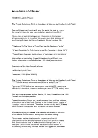 Anecdotes of Johnson