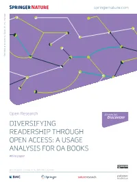 DIVERSIFYING READERSHIP THROUGH OPEN ACCESS: a USAGE ANALYSIS for OA BOOKS White Paper