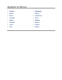 Glossary of Metals