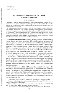 Mathematical Description of Linear Dynamical Systems* R