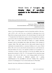N the Changing Shape of Pro-Slavery Arguments in the Netherlands (1789- 1814)