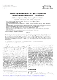 Nonradial P-Modes in the G9.5 Giant Ε Ophiuchi? Pulsation Model Fits to MOST Photometry