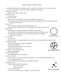 Atomic Theory - Review Sheet