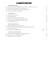 Clarette Wine List