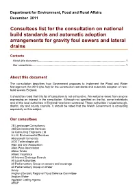 Consultees for the Implementation of the Sustainable Drainage