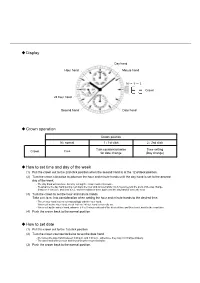 Display Crown Operation How to Set Date How to Set Time