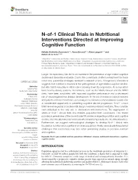 N-Of-1 Clinical Trials in Nutritional Interventions Directed at Improving Cognitive Function