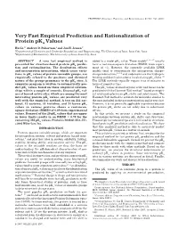 Very Fast Empirical Prediction and Rationalization of Protein Pka Values