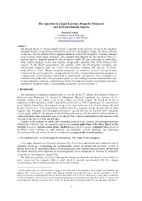 1 the Equation of a Light Leptonic Magnetic Monopole and Its